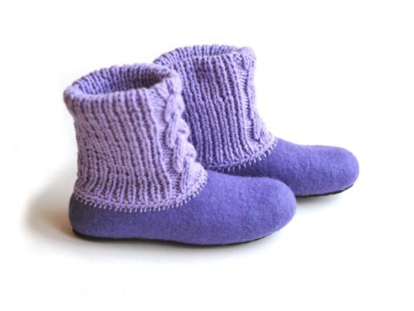 Veltinio šlepetės/ felted slippers LILA 2