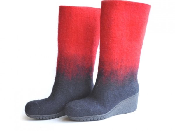 Felt boots BLACK-RED - Shoes & slippers