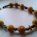 Mustard-colored necklace - Necklaces - felting