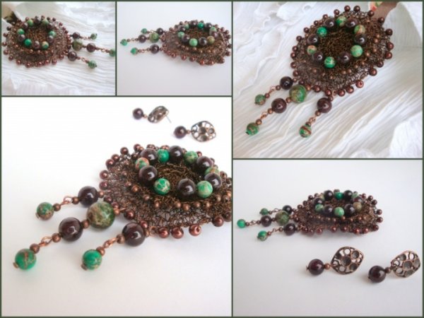Crocheted brooch and earrings - Kits