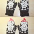 Christmas-Owls gloves - Gloves & mittens - knitwork