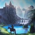 Fairytale castles, acrylic on canvas 70/100 - Acrylic painting - drawing
