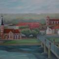 Kaunas Old Town, acrylic on canvas 90/120 - Acrylic painting - drawing