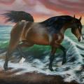 Horse, acrylic on canvas 50/70 - Acrylic painting - drawing