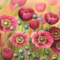 " Poppy " 45x25; oil on canvas; - Oil painting - drawing