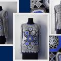 Blouse with blue motifs - Sweaters & jackets - needlework