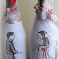 Decorated bottles of wedding - Decorated bottles - making