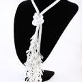 Milky Lariat - Necklace - beadwork