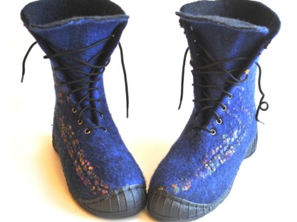 Felt boots / felted boots BLUE - Shoes & slippers