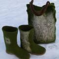 turtles Felted handbag and shoes " green " - Shoes & slippers - felting