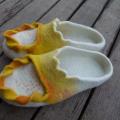 white female slippers " orange ringlets " - Shoes & slippers - felting