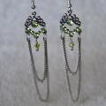 Green - Earrings - beadwork