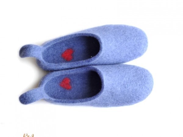 Veltos šlepetės/ Felted slippers Heart 2
