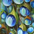 " Blue drops " 30x90 - Oil painting - drawing