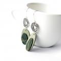 Green droplets - wooden earrings - Earrings - beadwork