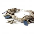 Sea - Linen necklace - Necklace - beadwork