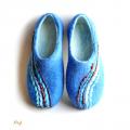 Felt slippers / felted slipper BLUE - Shoes & slippers - felting