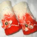 Red wristlets - Wristlets - felting