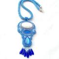 Sea-colored necklace with a sink - Necklace - beadwork