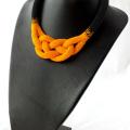 Black and orange crocheted necklace , josephine knot necklace - Necklace - beadwork