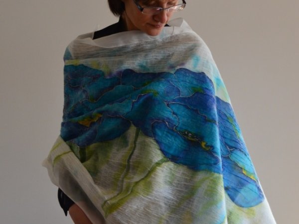 Turquoise poppy meadow - Wraps & cloaks