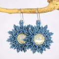 Earrings - blue flowers - Earrings - beadwork