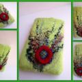 Phone Pouch " Red flower " - Accessories - felting