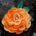 Flower orange - Brooches - needlework