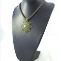 Crocheted necklace (tow) with Aventurine - Neck pendants - beadwork