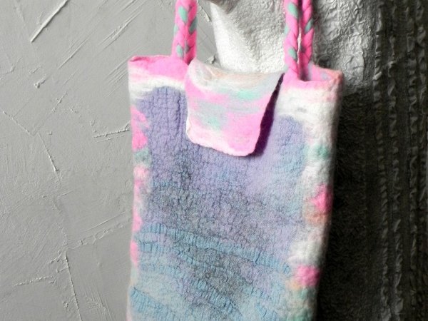 Felted by hand Summer pink gray 2