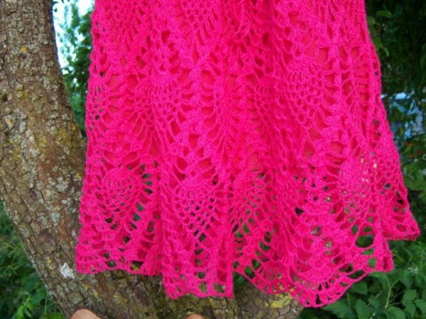 Crocheted suknyte pink linen. 2