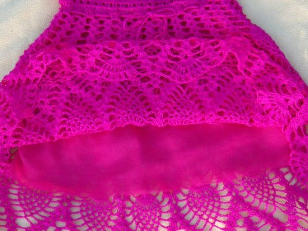 Crocheted suknyte pink linen. 3