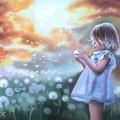 Childhood Summer - Oil painting - drawing
