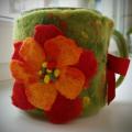 Cup decoration " The flowers " - For interior - felting