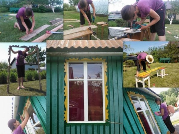 Garden house window frame ornaments - Outdoor decorations