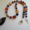 Carnelian and amethyst necklace - Necklace - beadwork