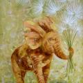 Happy elephant 54x74 - Oil painting - drawing
