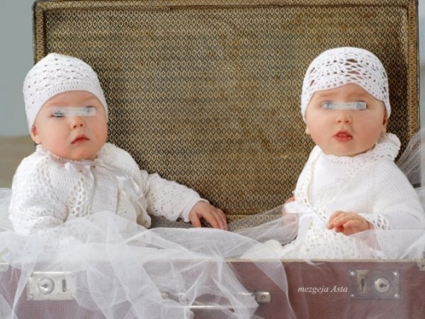 Crocheted christening clothes for two - Baptism clothes