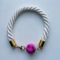 White rope bracelet with agate. - Bracelets - beadwork