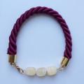 Bordine rope bracelet with calcite. - Bracelets - beadwork