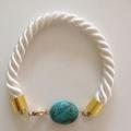 White rope bracelet with magnesite. - Bracelets - beadwork