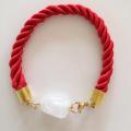 Red bracelet with rock crystal. - Bracelets - beadwork