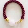 Bordine bracelet with rose quartz - Bracelets - beadwork