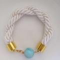 Twist-rope bracelet with white agate. - Bracelets - beadwork