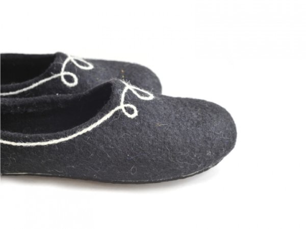 Felt slippers / felted slipper Black 2