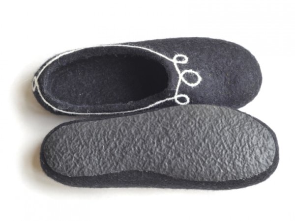 Felt slippers / felted slipper Black 3