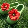 With poppy seeds - Shoes & slippers - felting