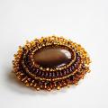 Brooch cat with brown eyes - Brooches - beadwork
