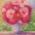 Foxy dahlias 45x50 - Oil painting - drawing