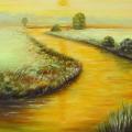 Gold River 70x60 - Oil painting - drawing